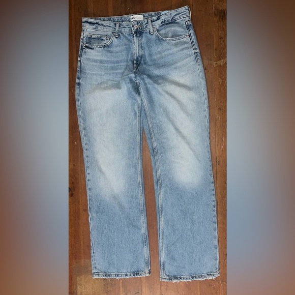 Womens Zara full length TRF mid rise wide leg jeans - Picture 1 of 3
